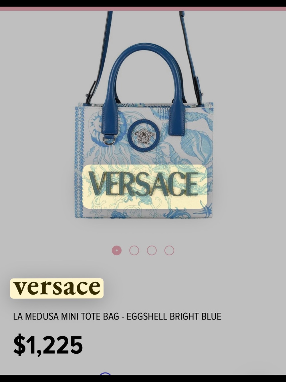 Versace Mini Tote Bag - Bright Blue & Eggshell